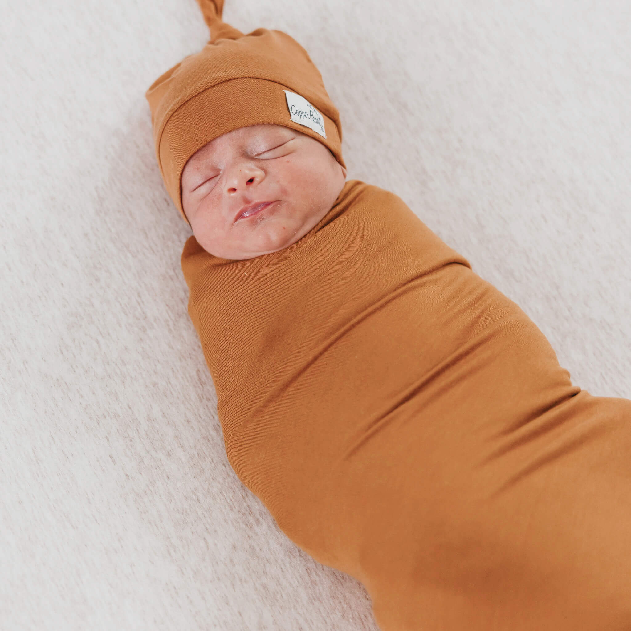 Knit Swaddle Blanket - Camel - Image 3