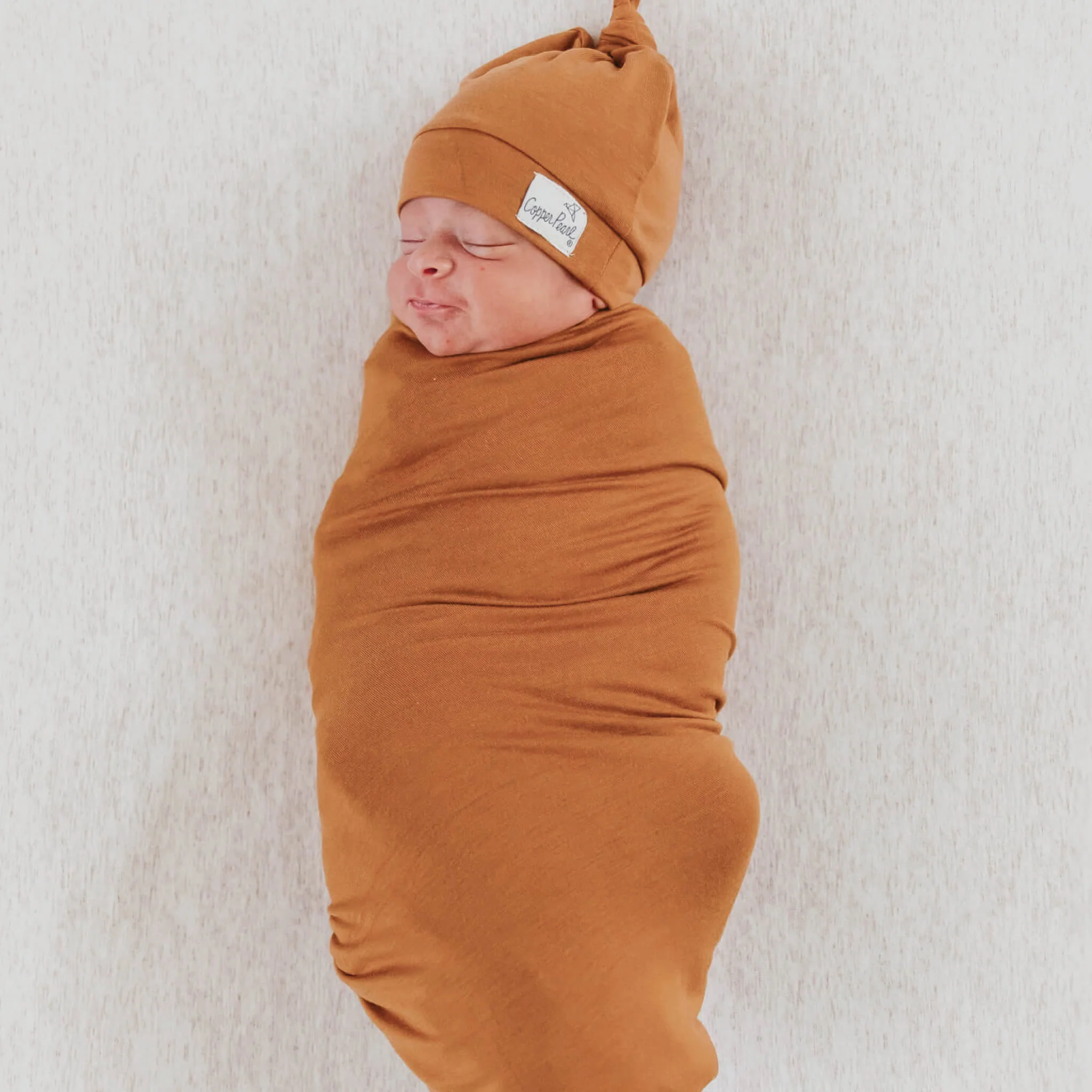 Knit Swaddle Blanket - Camel - Image 4