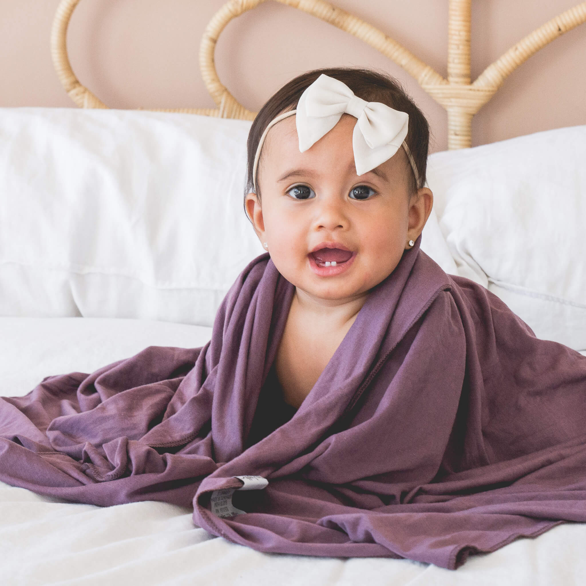 Knit Swaddle Blanket - Plum - Image 5