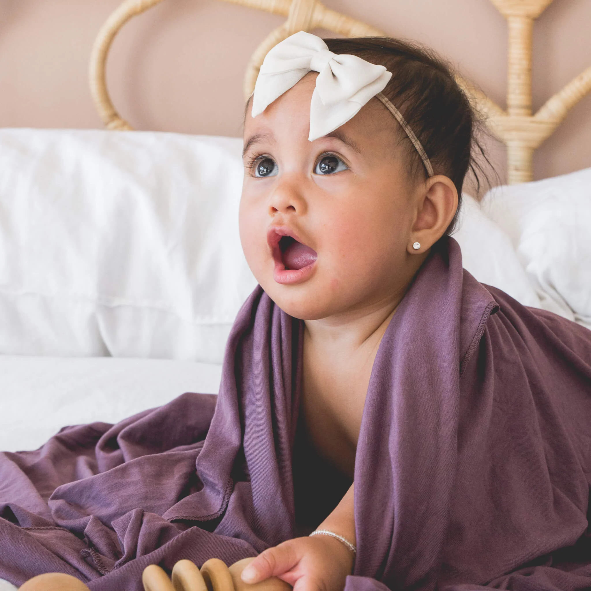 Knit Swaddle Blanket - Plum - Image 6