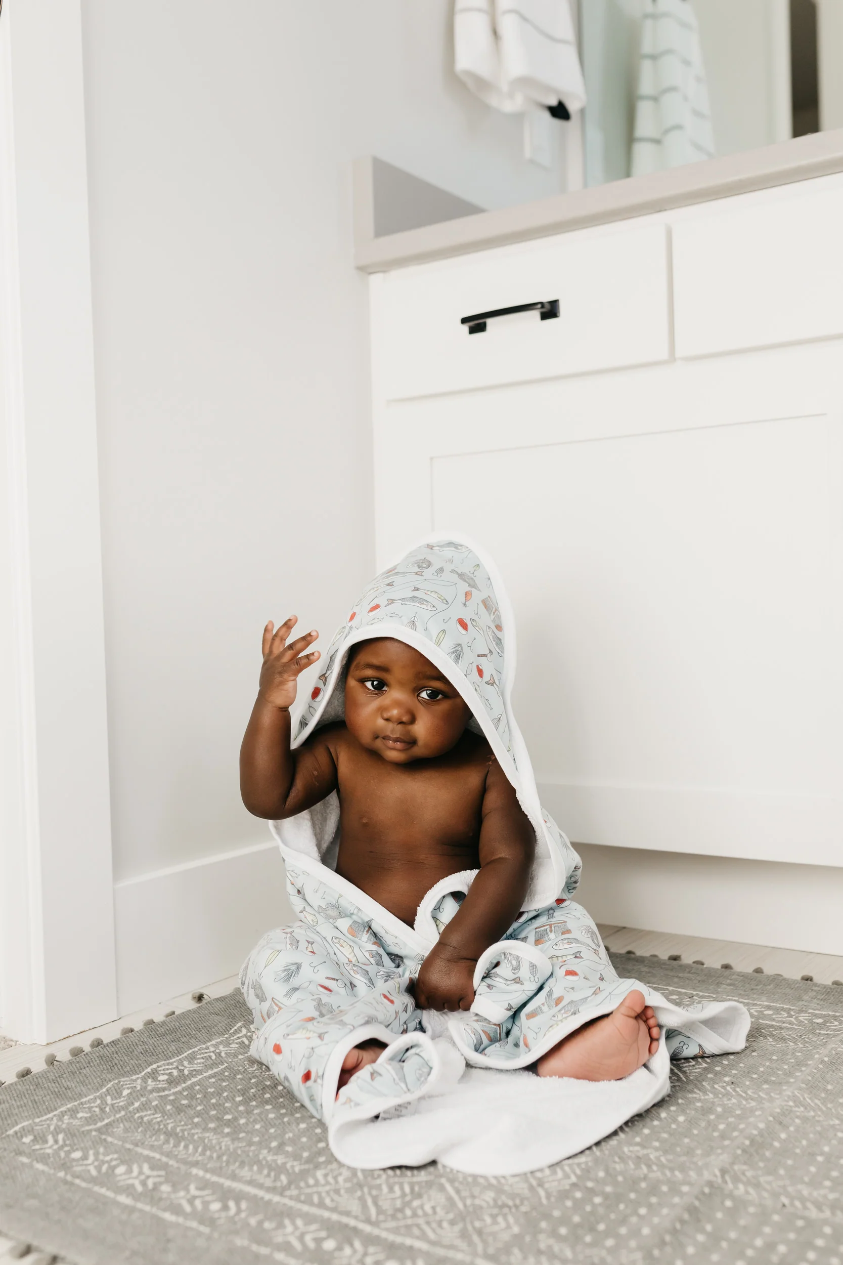 Premium Baby Knit Hooded Towel - Trout - Image 4
